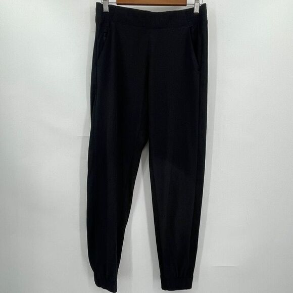 Athleta Black Textured High Rise Elastic Waist Brooklyn Jogger Pants Size 4 - Picture 1 of 7